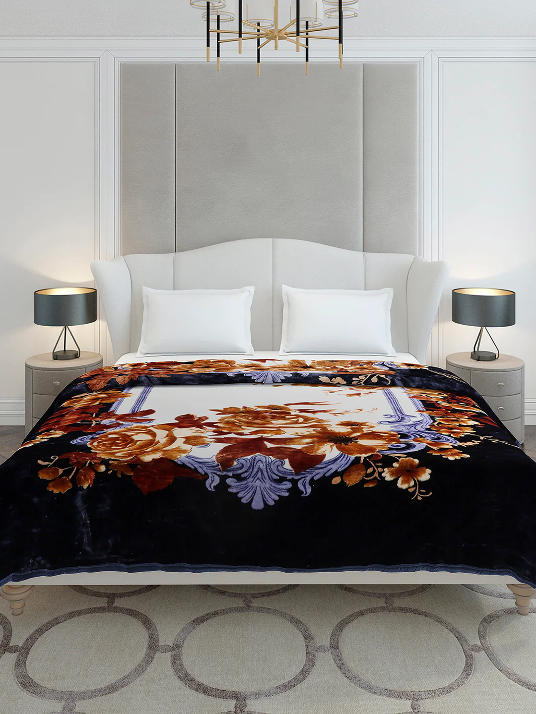 Floral Printed Double Bed 2 Ply, 947 GSM Blanket for Heavy Winter - (Bandhan) with Fragrance - Image 2