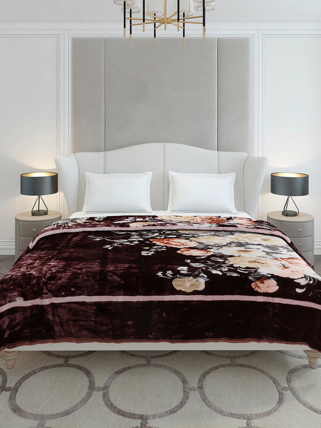 Floral Printed Double Bed 2 Ply, 947 GSM Blanket for Heavy Winter - (Bandhan) with Fragrance - Image 2