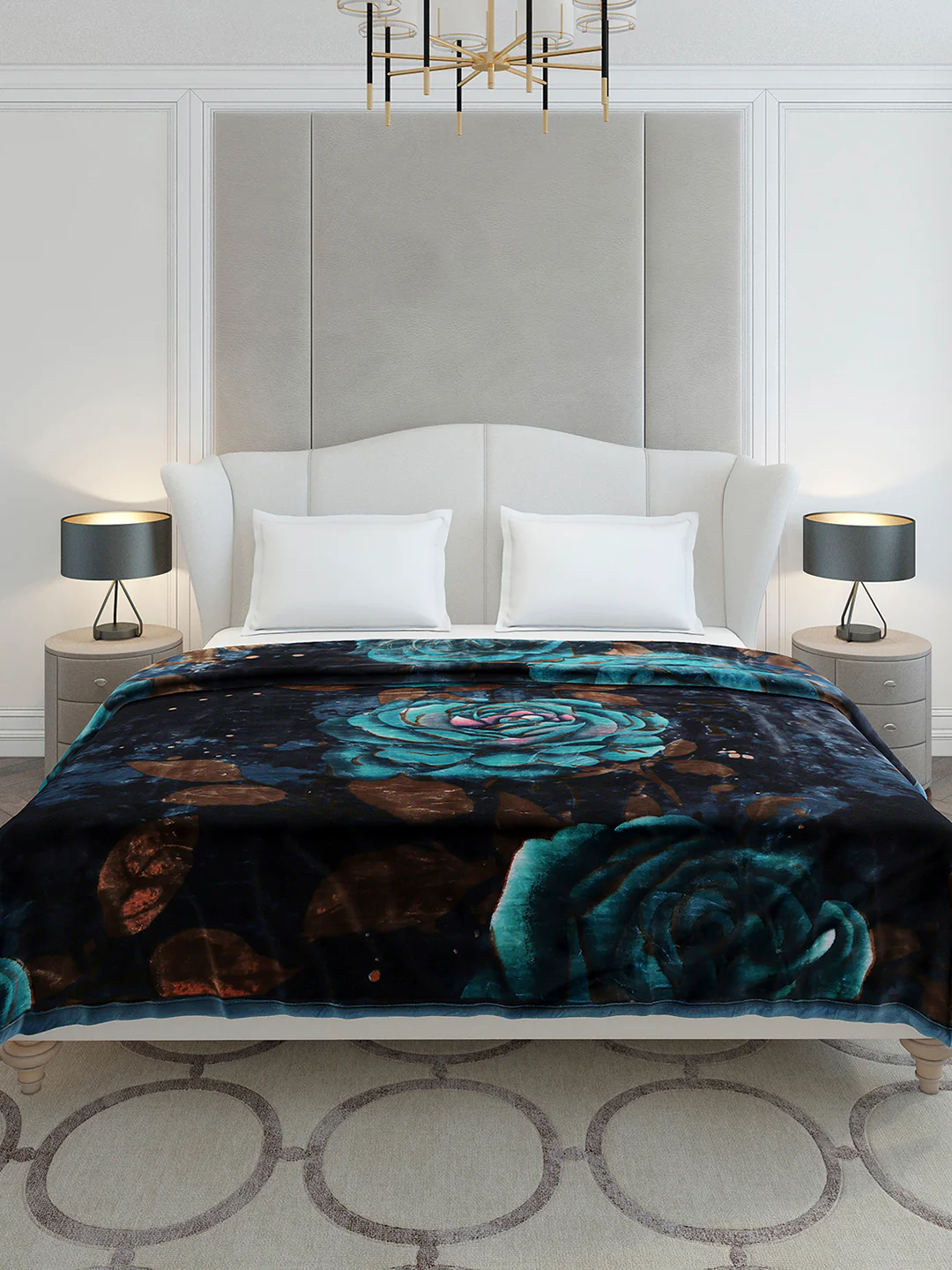 Floral Printed Double Bed 2 Ply, 947 GSM Blanket for Heavy Winter - (Bandhan) with Fragrance - Image 2