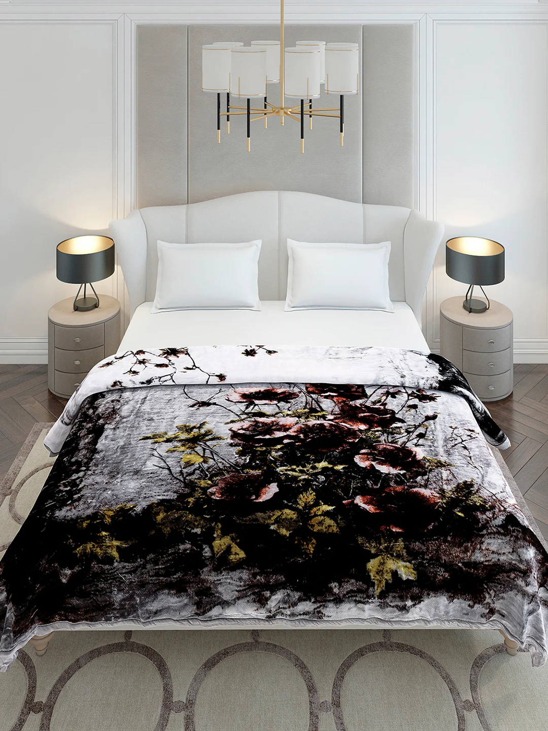 Floral Printed Double Bed 2 Ply, 947 GSM Blanket for Heavy Winter - (Bandhan) with Fragrance - Image 3