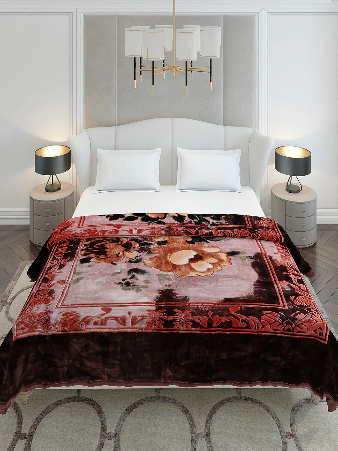 Floral Printed Double Bed 2 Ply, 947 GSM Blanket for Heavy Winter - (Bandhan) with Fragrance - Image 3