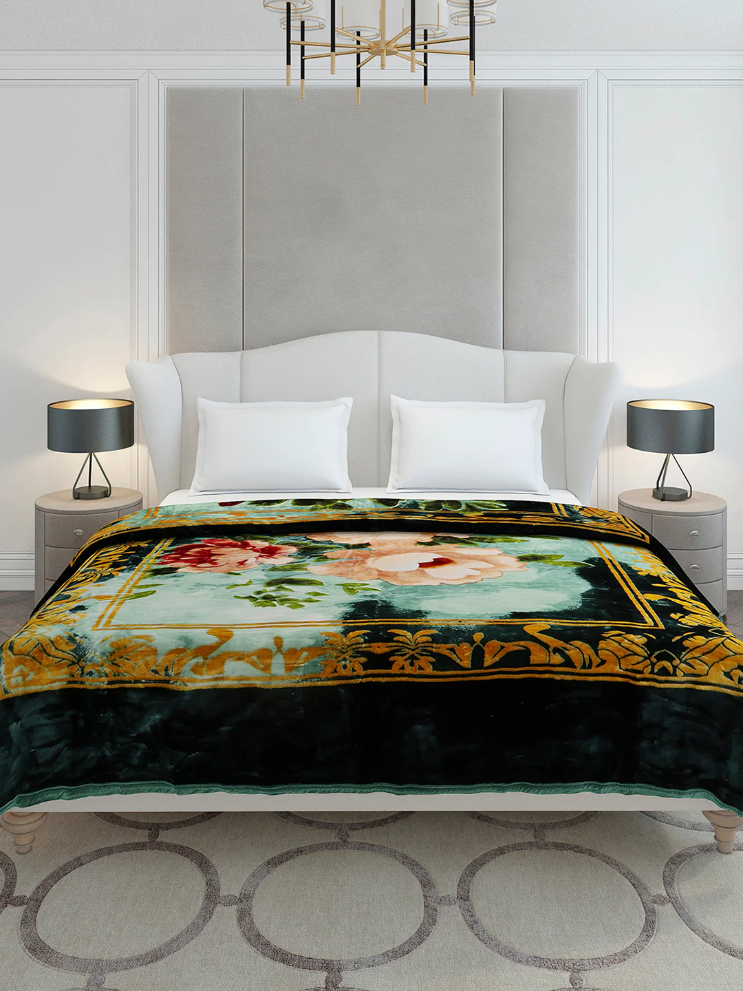 Floral Printed Double Bed 2 Ply, 947 GSM Blanket for Heavy Winter - (Bandhan) with Fragrance - Image 2