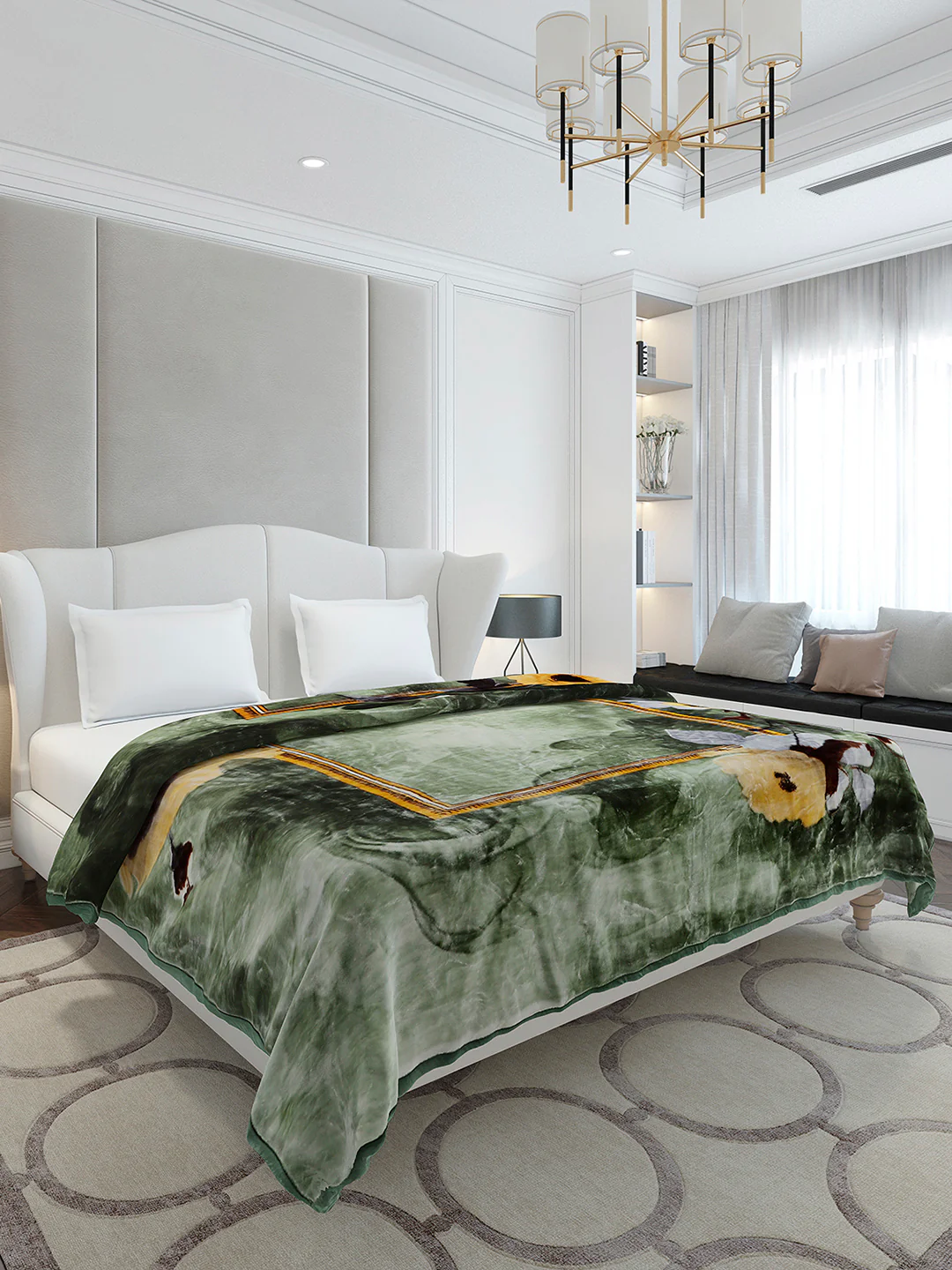Floral Printed Double Bed 2 Ply, 947 GSM Blanket for Heavy Winter - (Bandhan) with Fragrance - Image 4