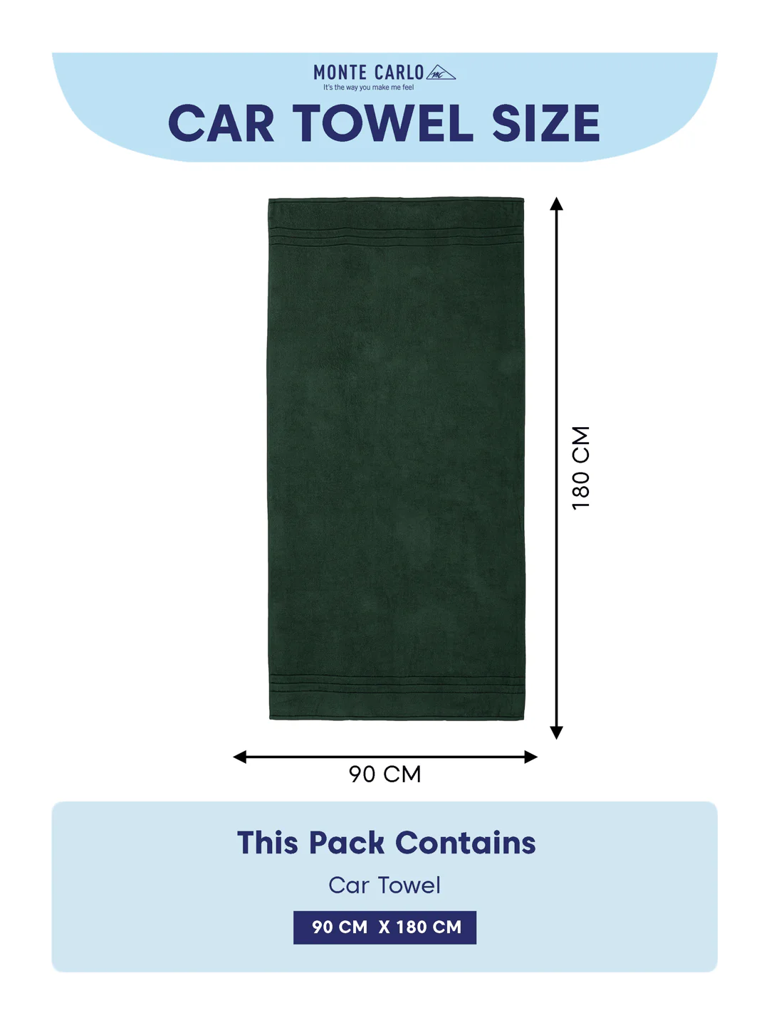 Forest Green Pure Cotton Solid 340 GSM Car Towel 1 Piece (Soho Collection) - Image 7