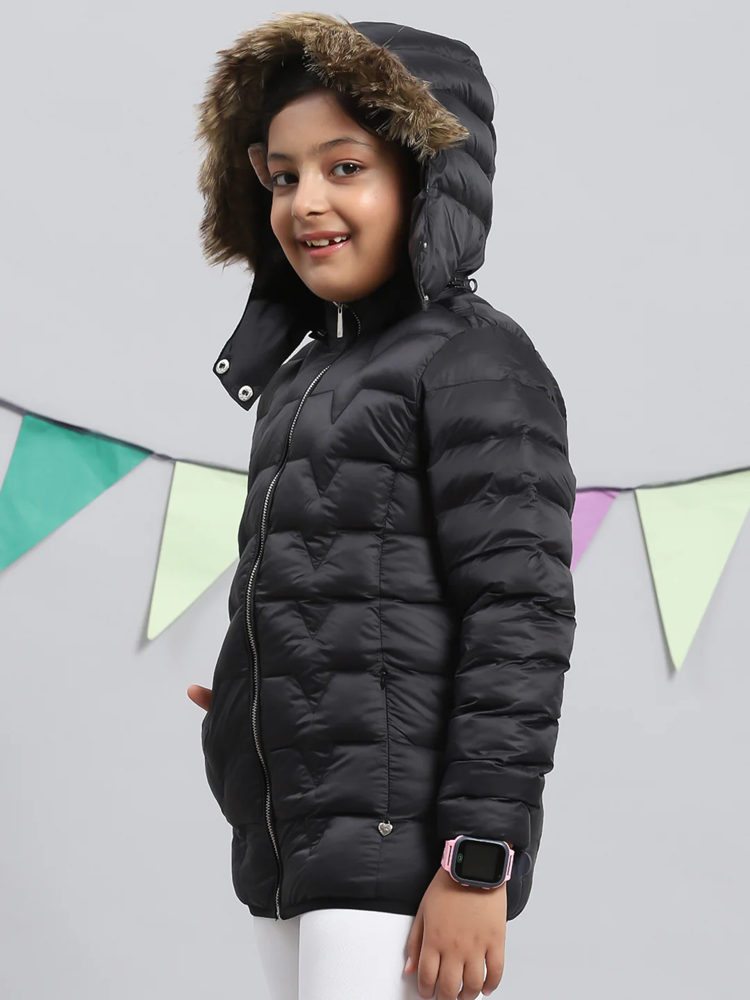 Girls Black Plain Jacket - Image 3
