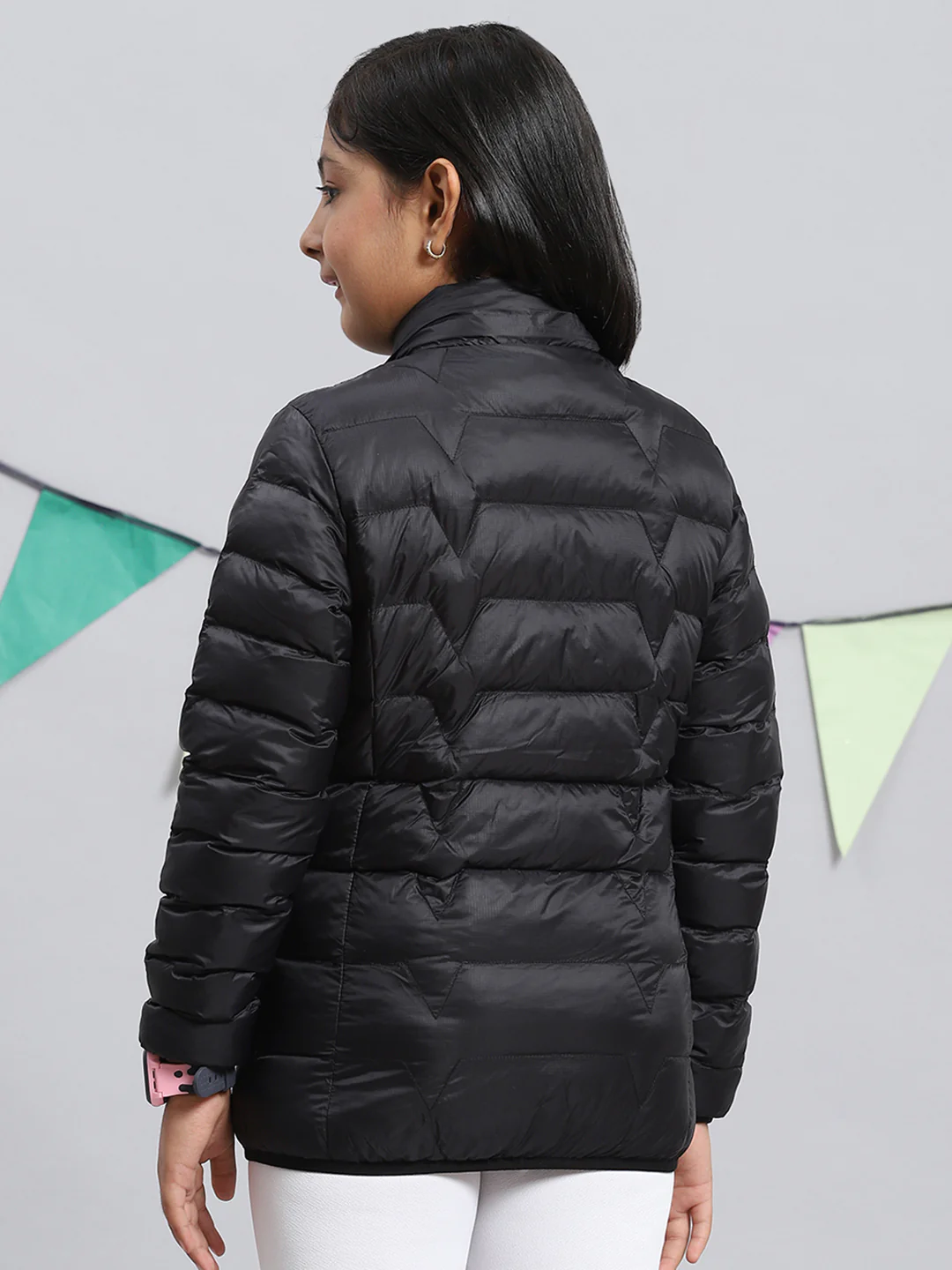 Girls Black Plain Jacket - Image 5