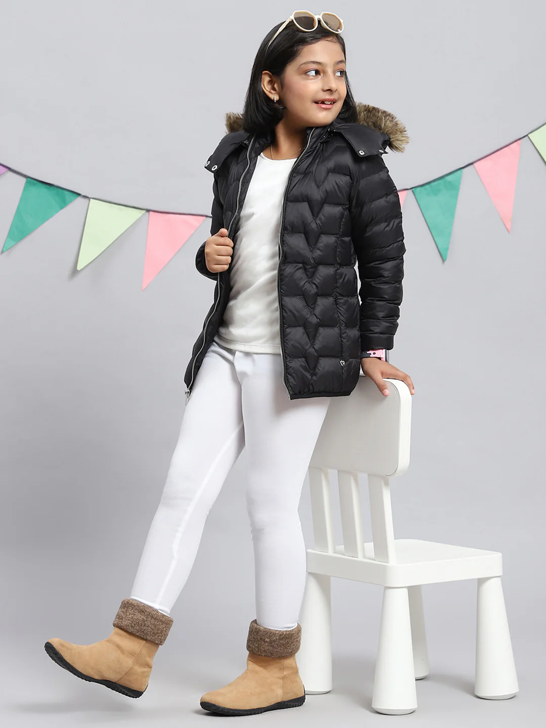 Girls Black Plain Jacket - Image 6