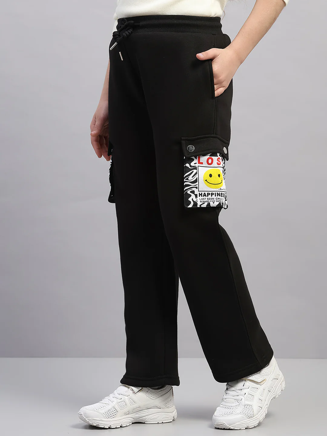 Girls Black Printed Regular Fit Lower - Image 3