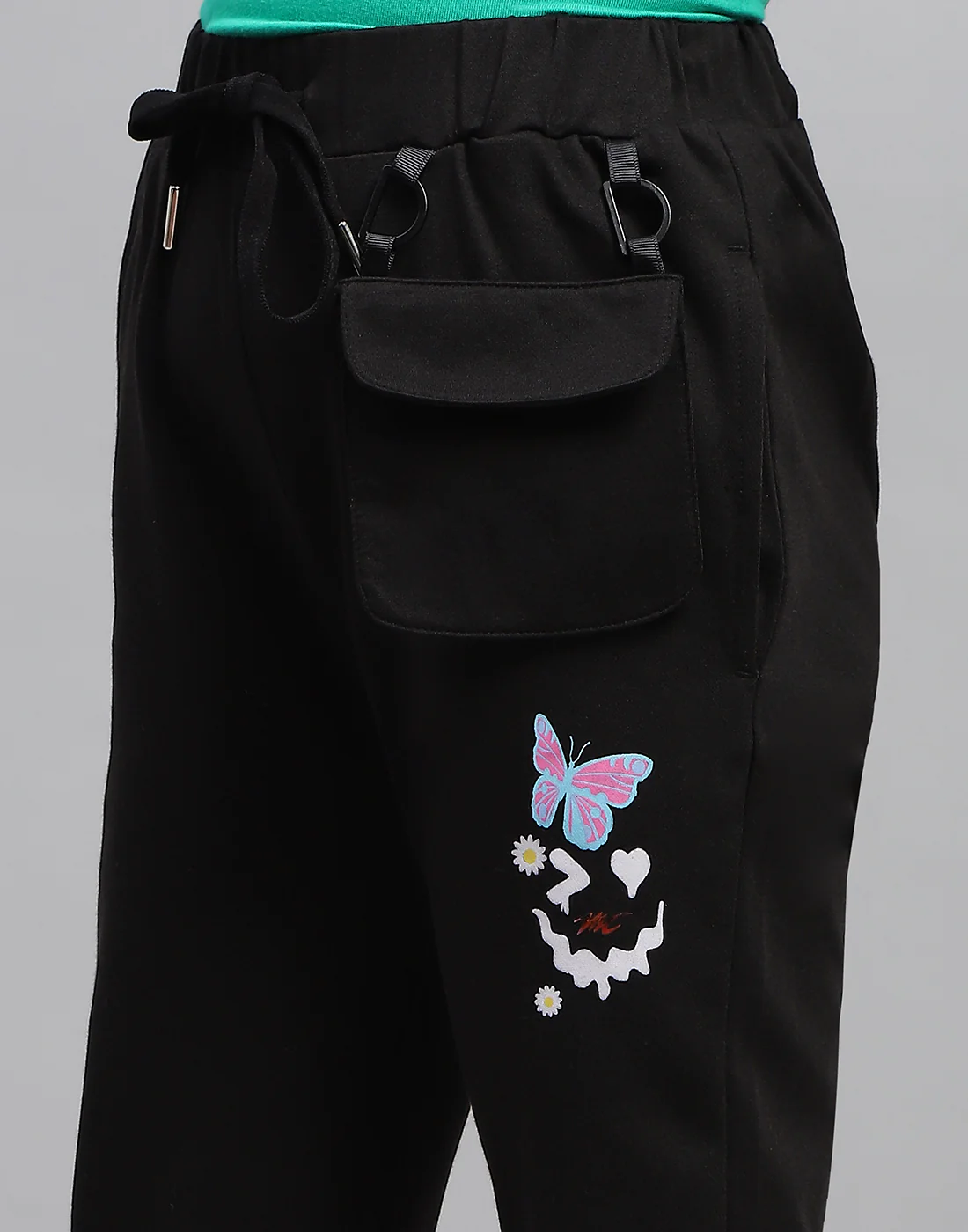 Girls Black Printed Regular Fit Lower - Image 6