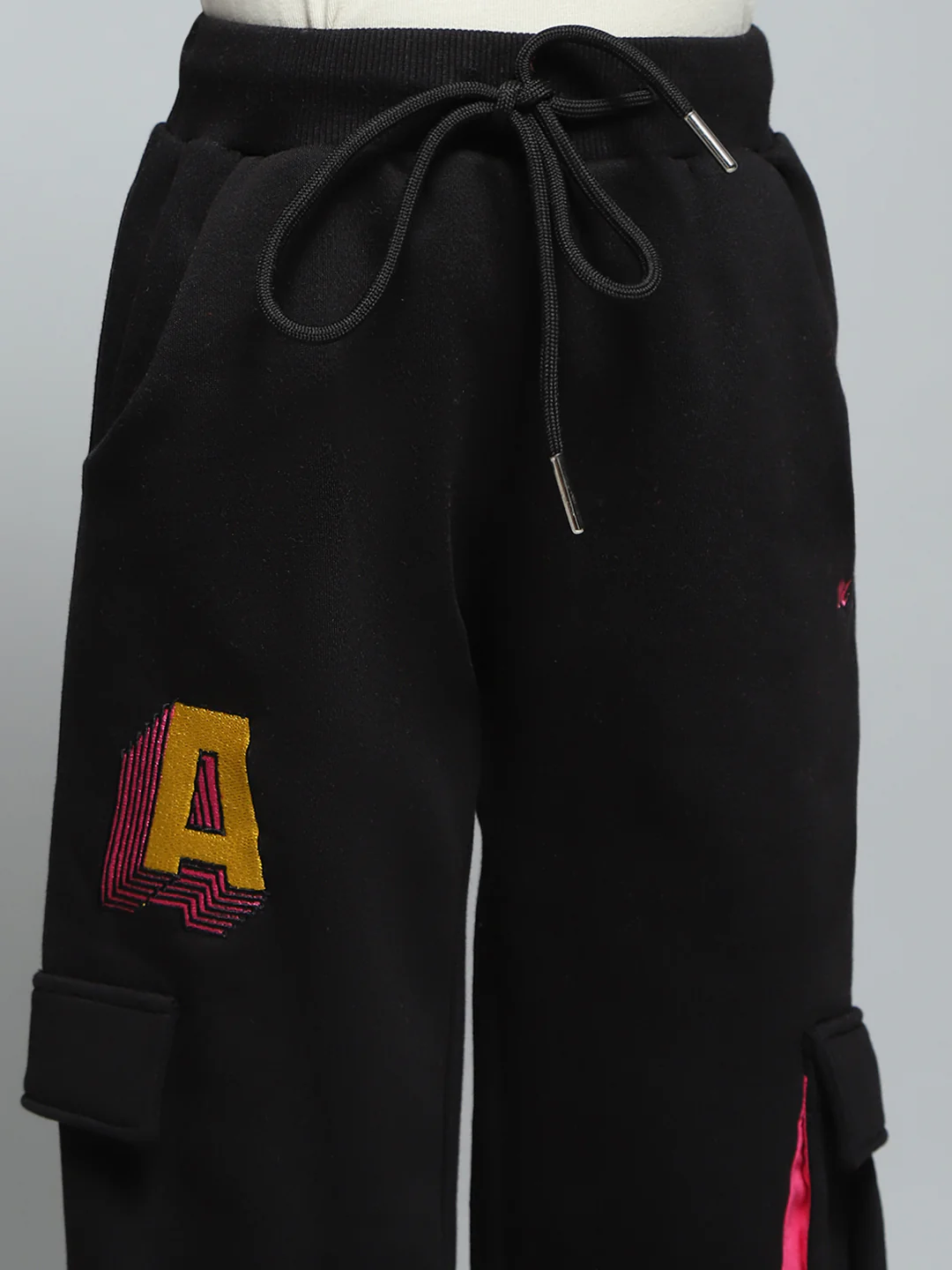Girls Black Printed Regular Fit Lower - Image 6