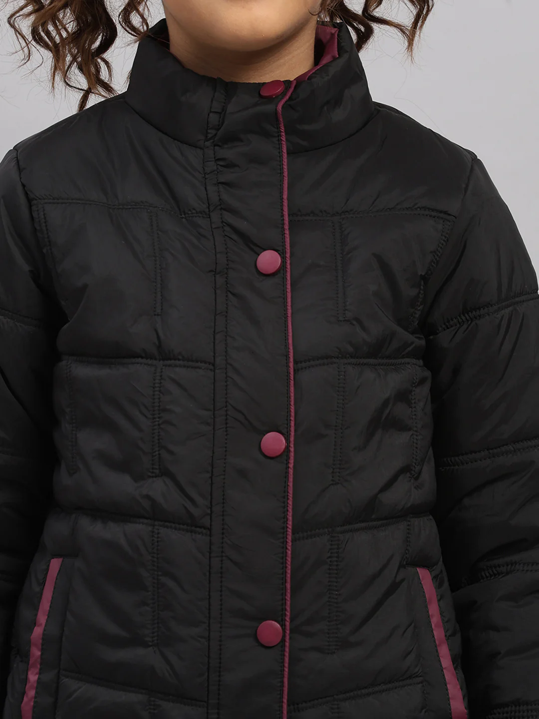 Girls Black Solid Collar Full Sleeve Jacket - Image 6