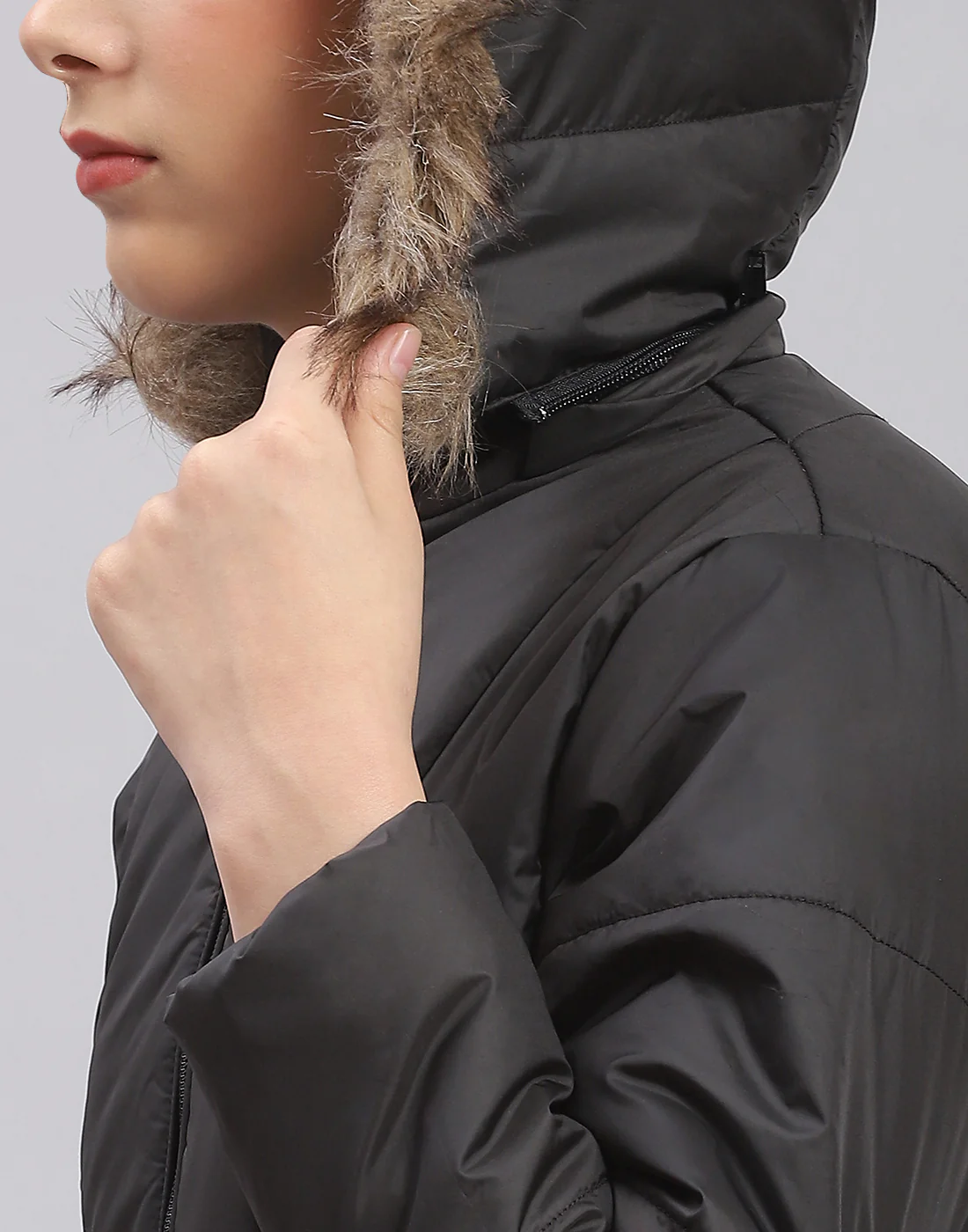 Girls Black Solid Hooded Full Sleeve Girls Jacket - Image 7