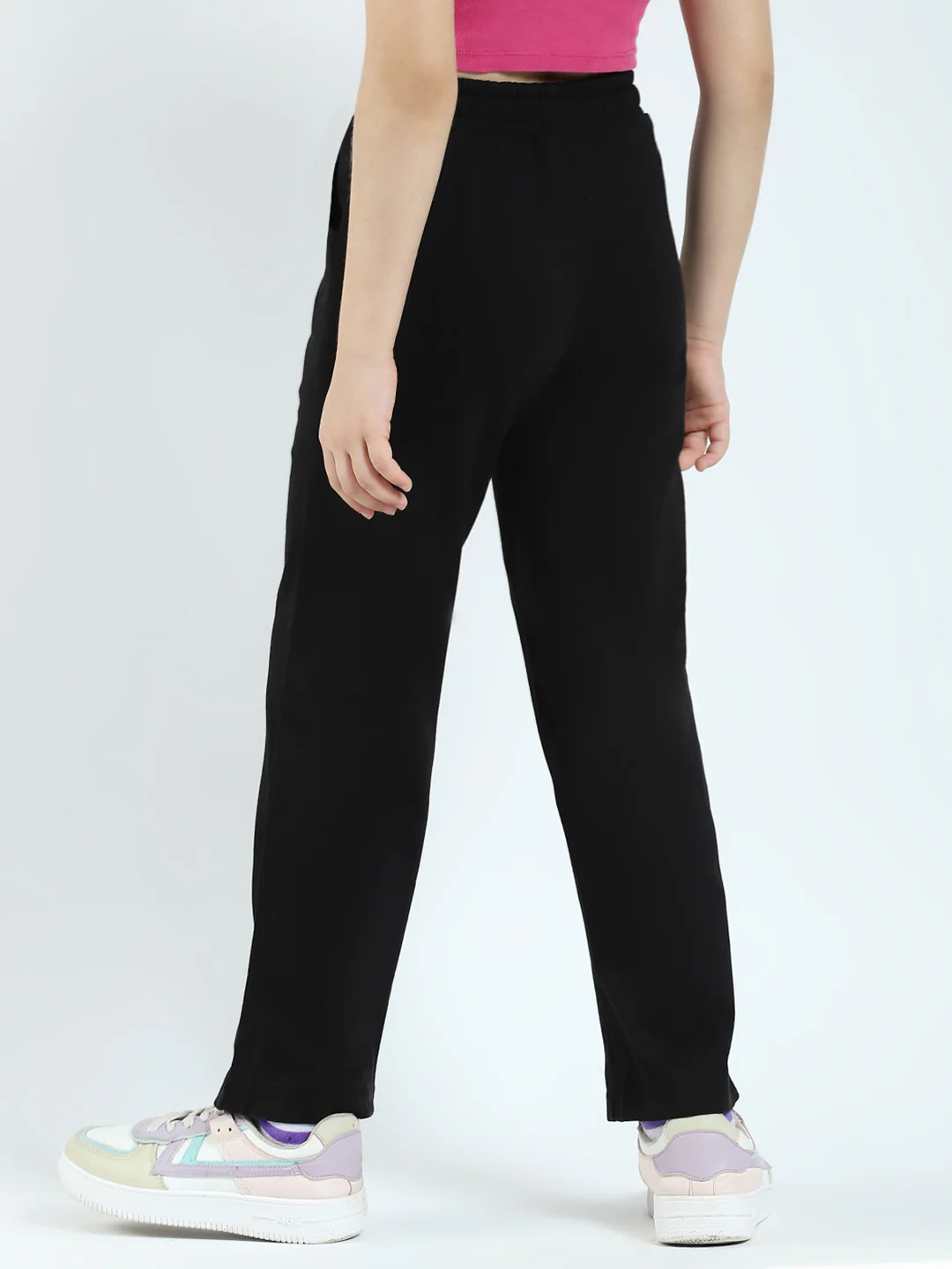 Girls Black Solid Regular Fit Lower - Image 5