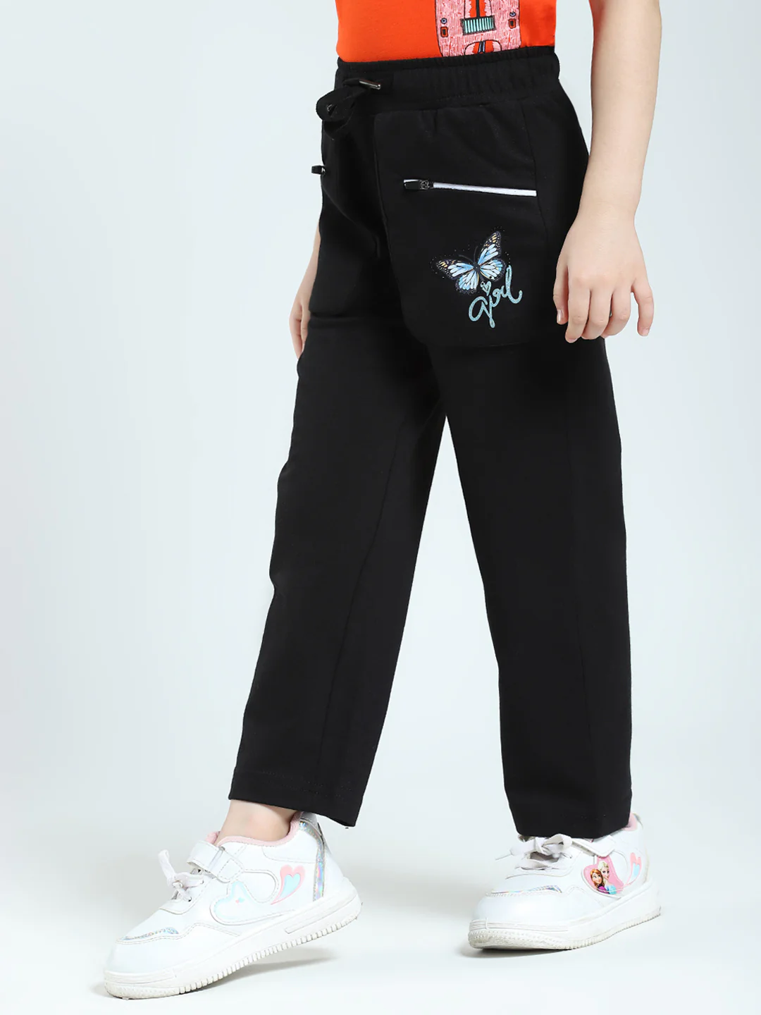 Girls Black Solid Regular Fit Lower - Image 3