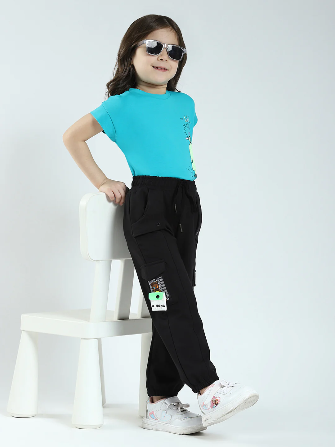 Girls Black Solid Regular Fit Lower - Image 2