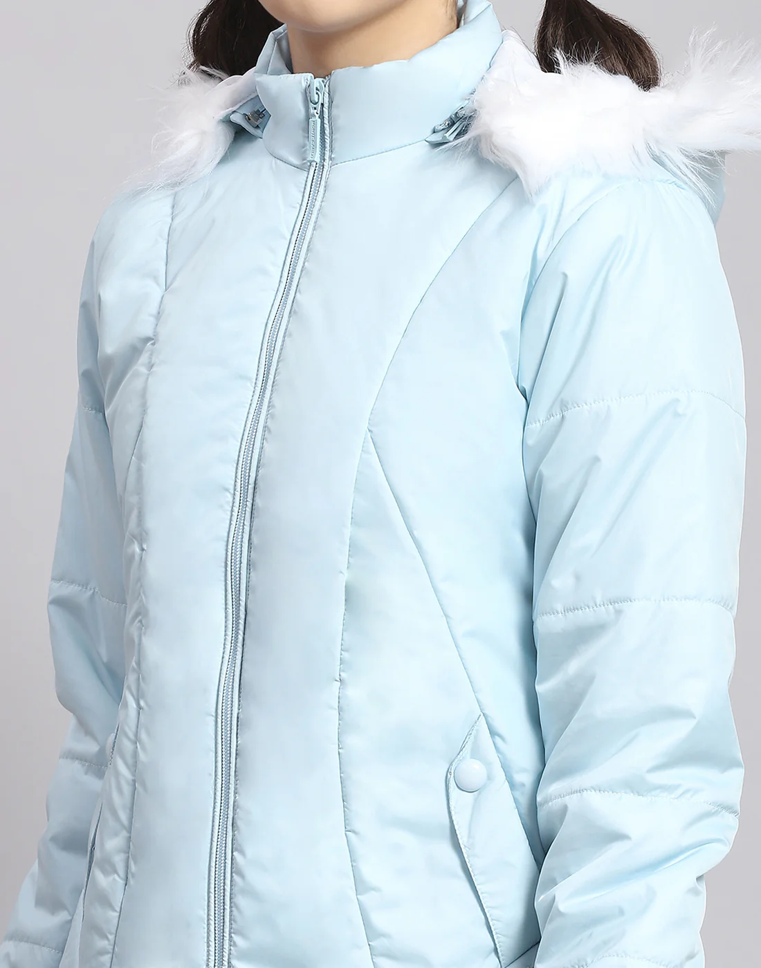 Girls Blue Solid Hooded Full Sleeve Girls Jacket - Image 6