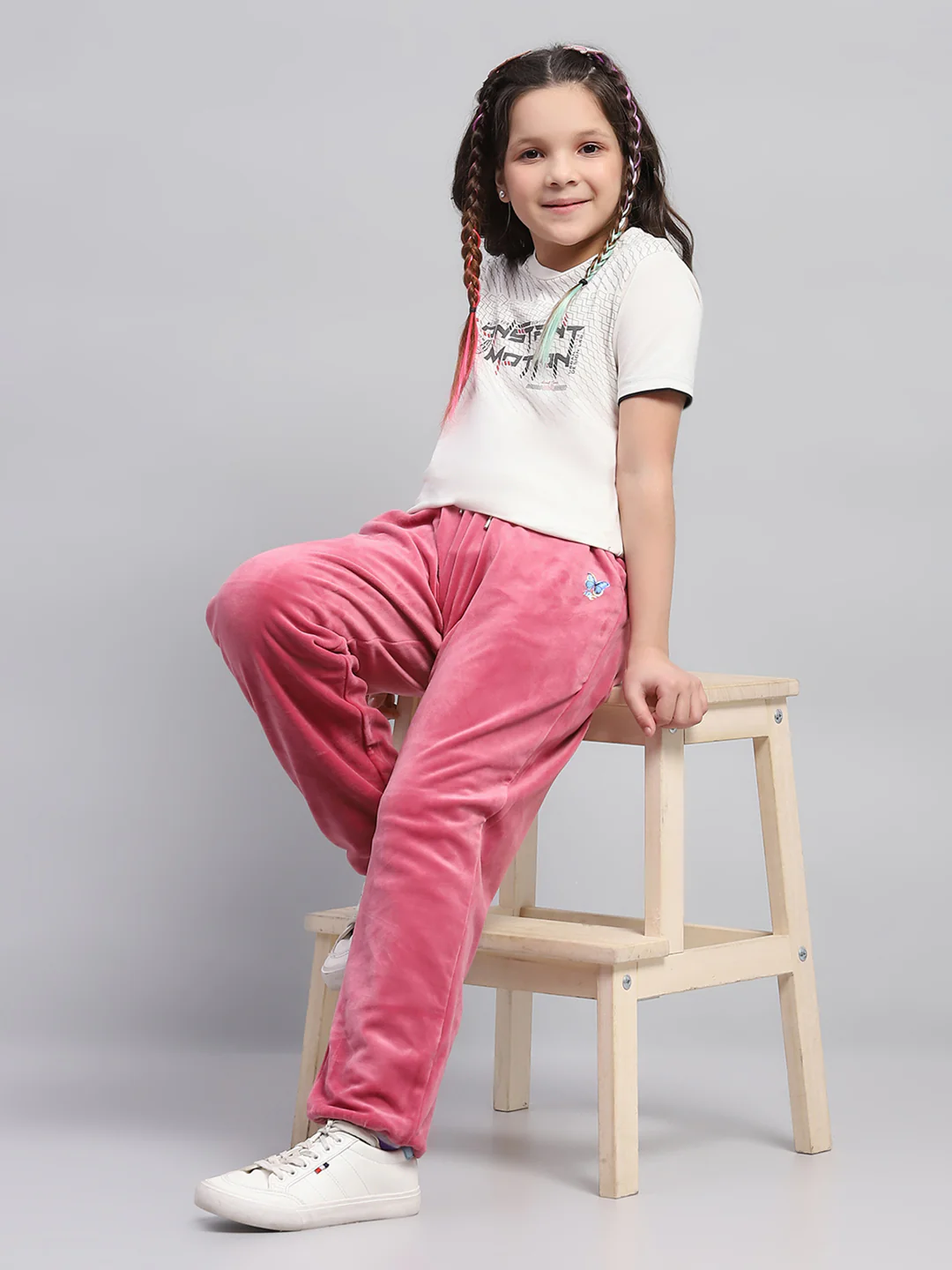 Girls Blue Solid Regular Fit Lower - Image 2