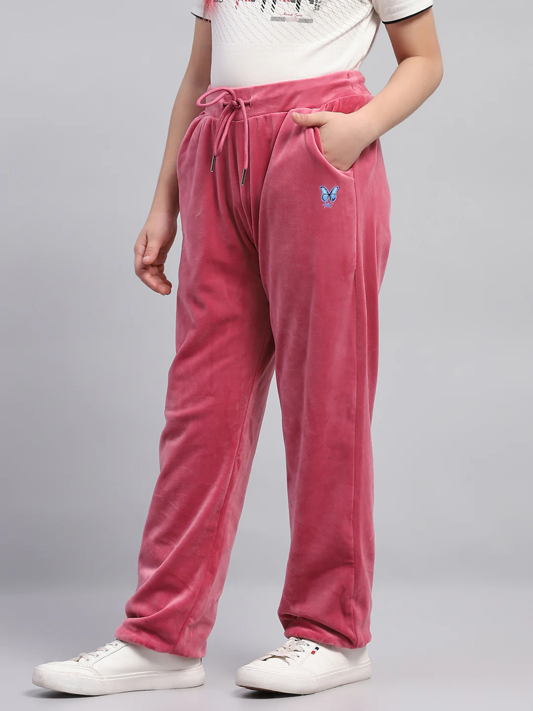 Girls Blue Solid Regular Fit Lower - Image 3