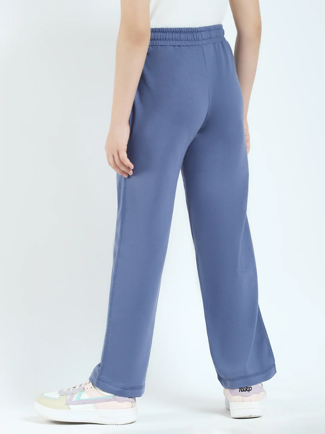 Girls Blue Solid Regular Fit Lower - Image 5