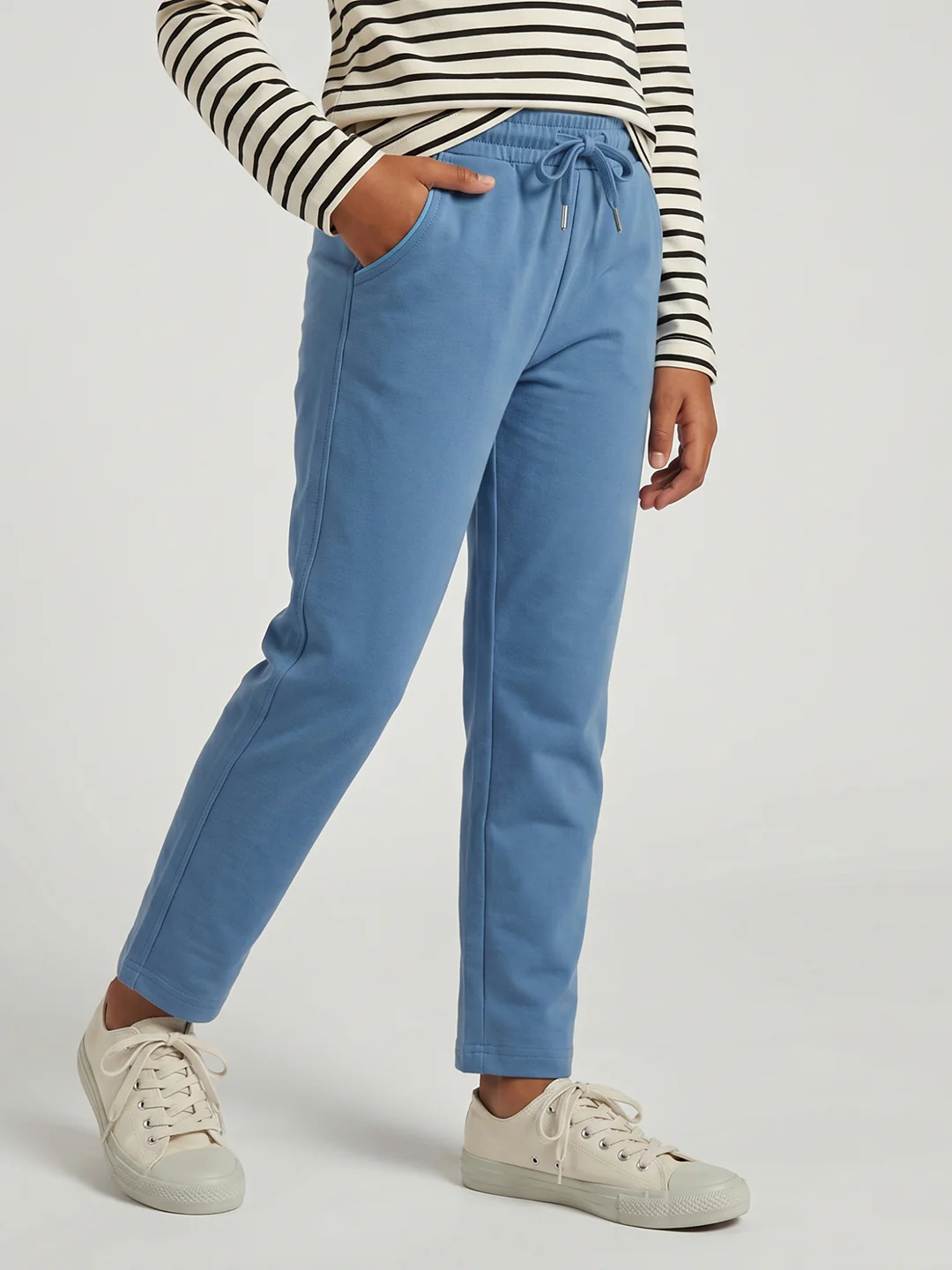 Girls Blue Solid Regular Fit Lower - Image 4