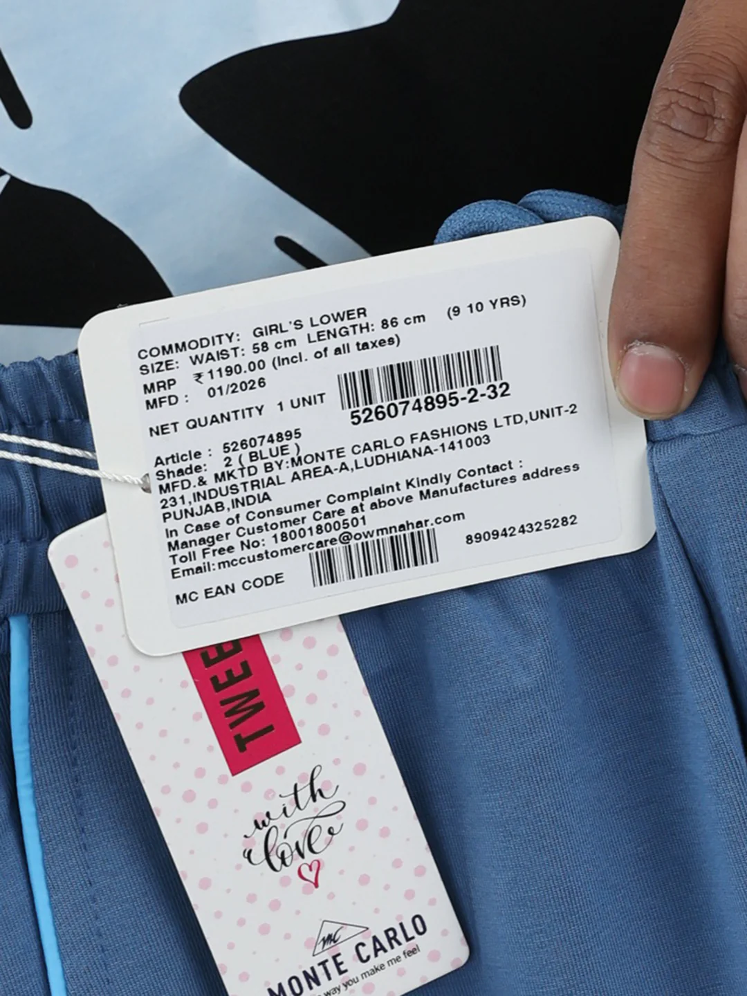 Girls Blue Solid Regular Fit Lower - Image 7