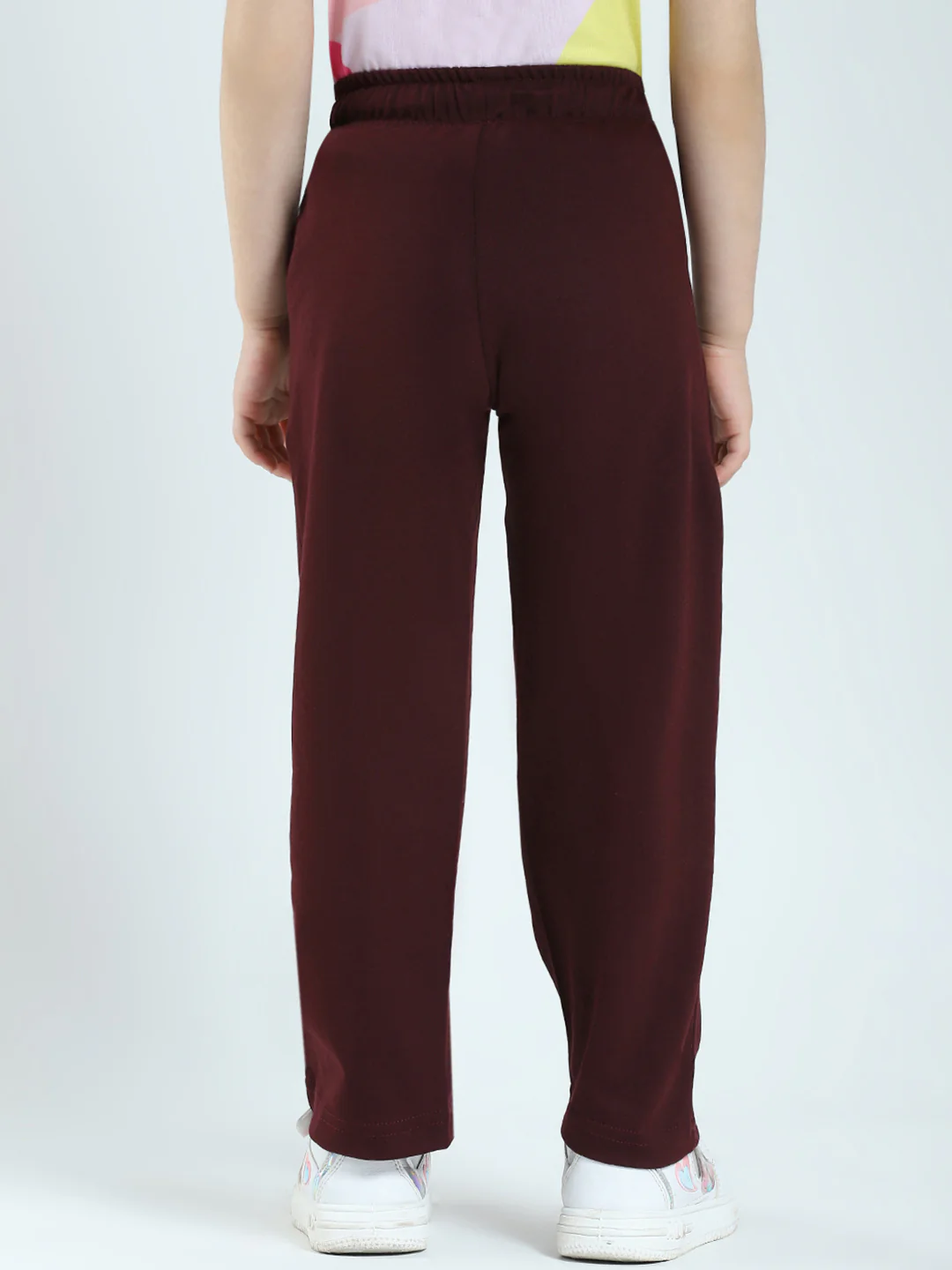 Girls Burgundy Solid Regular Fit Lower - Image 5