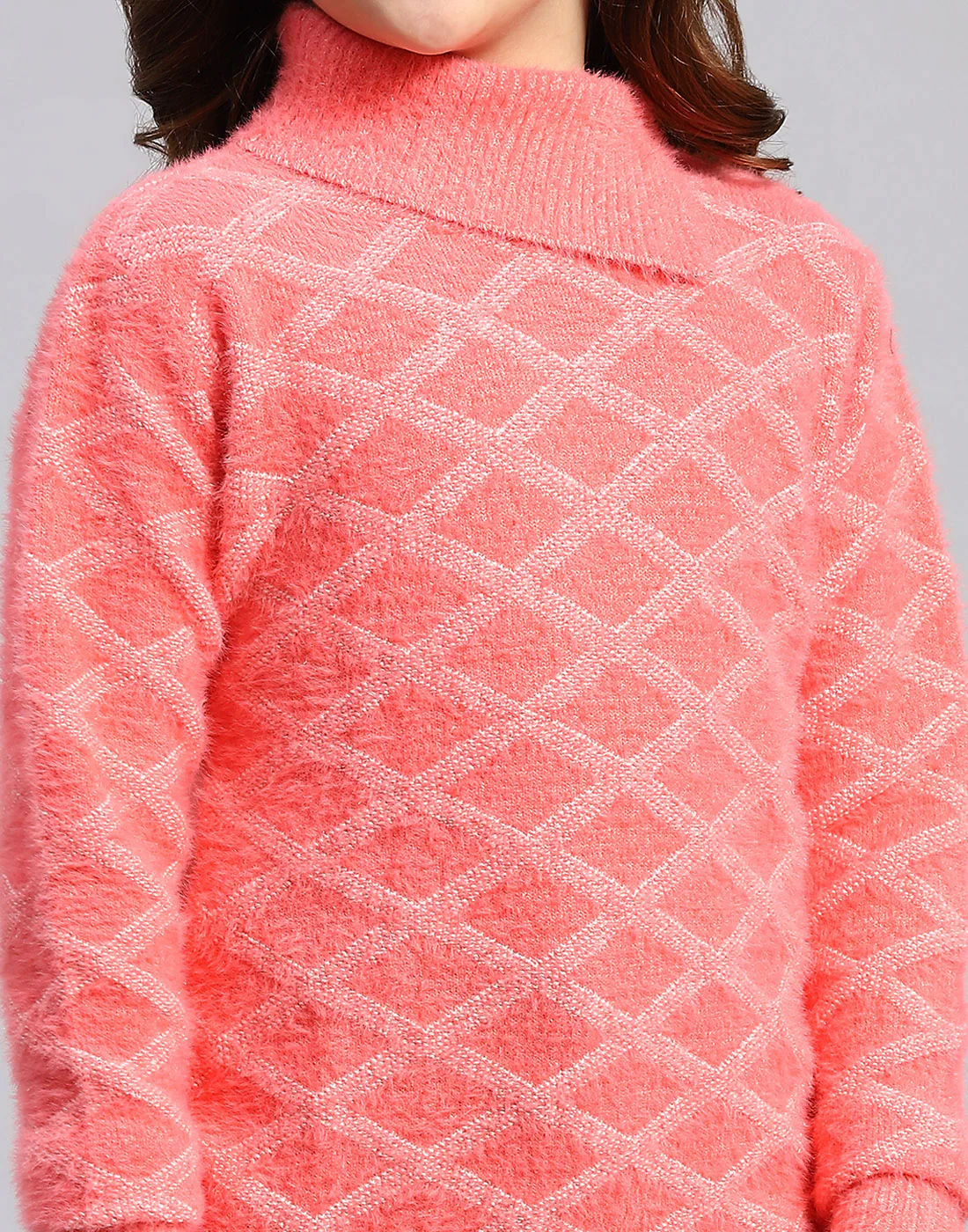 Girls Coral Self Design F Neck Full Sleeve Sweater - Image 7