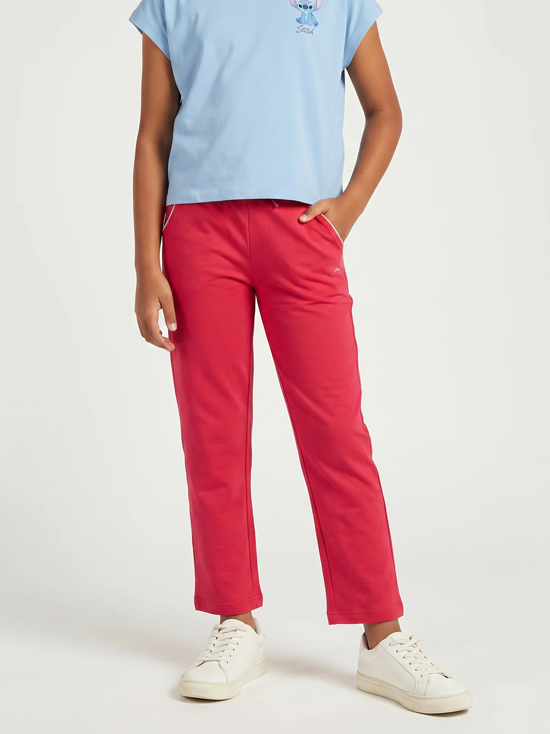 Girls Coral Solid Regular Fit Lower
