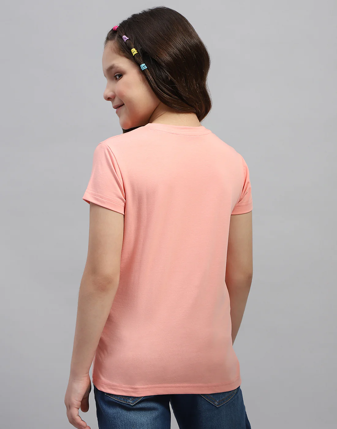 Girls Green & Peach Printed Round Neck Half Sleeve T-Shirt (Pack of 2) - Image 6