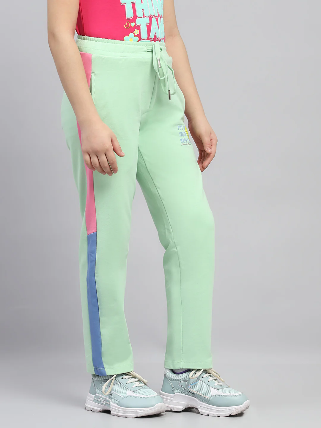 Girls Green Printed Regular Fit Lower - Image 4