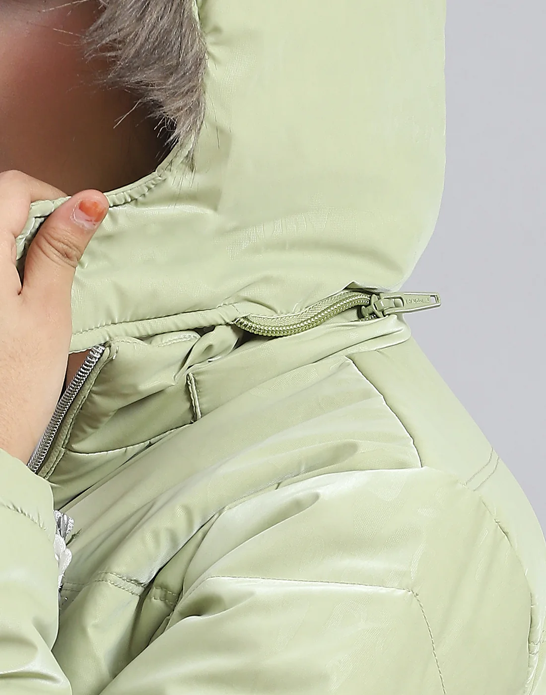 Girls Green Solid Hooded Full Sleeve Girls Jacket - Image 7