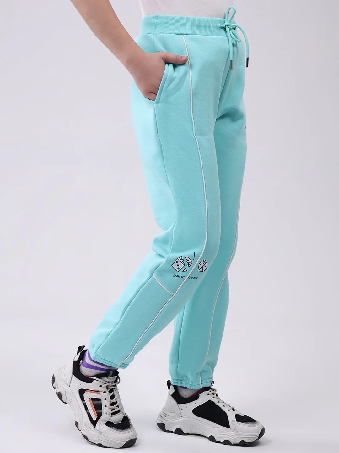 Girls Green Solid Regular Fit Lower - Image 4