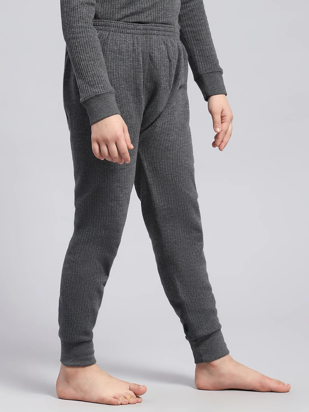 Girls Grey Solid Thermal Lower - Image 4