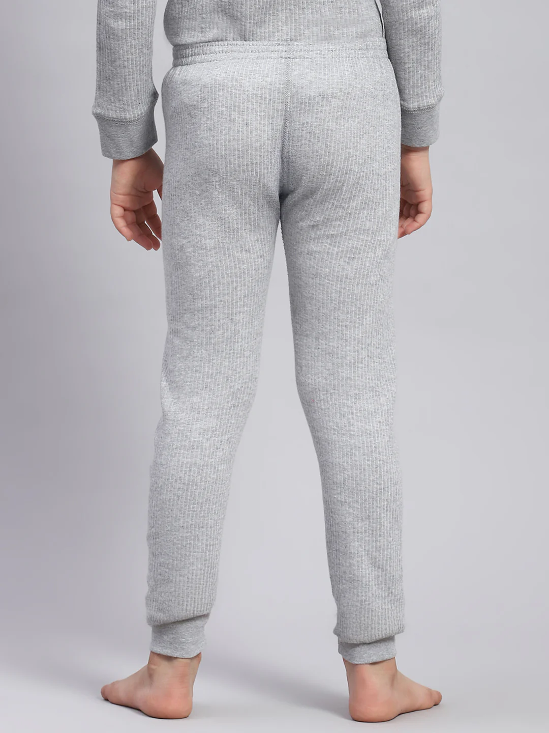 Girls Grey Solid Thermal Lower - Image 4