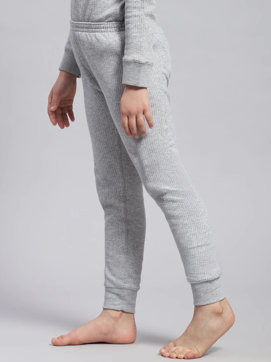 Girls Grey Solid Thermal Lower - Image 3