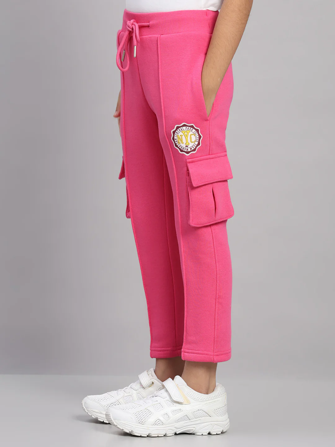 Girls Magenta Printed Round Neck Full Sleeve Tracksuit - Image 7