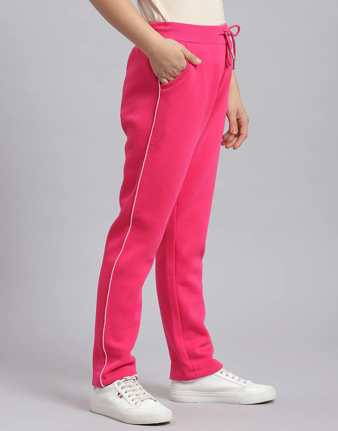 Girls Magenta Solid Regular Fit Lower - Image 4