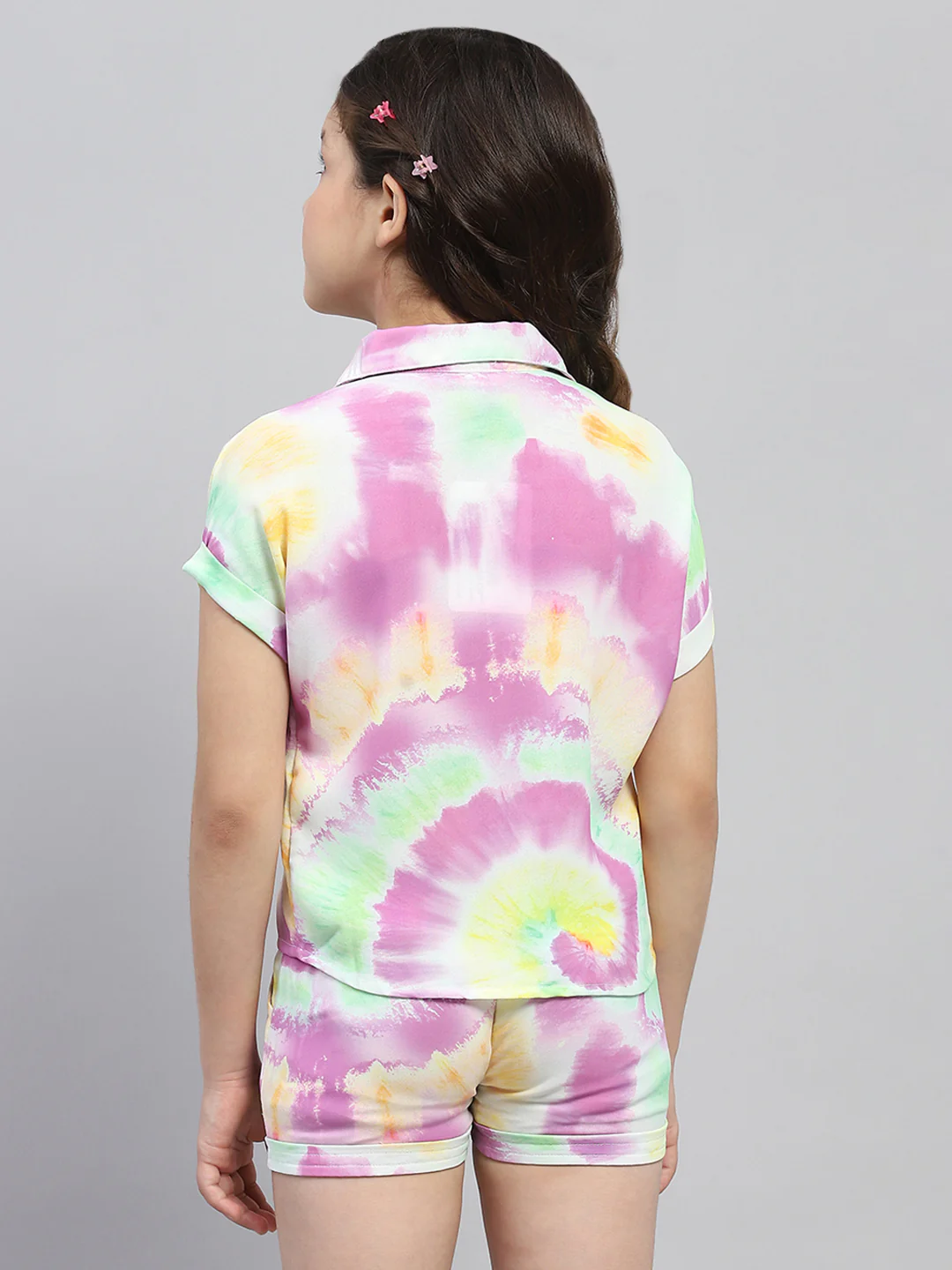 Girls Multicolor Printed Collar Half Sleeve Cords Set - Image 5