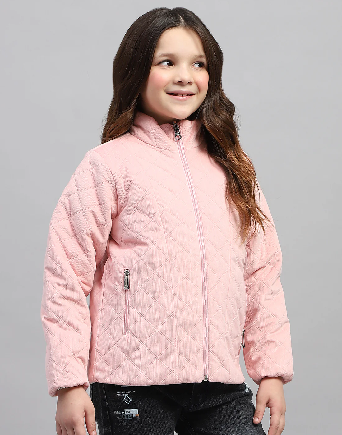 Girls Multicolor Solid Mock Neck Full Sleeve Jacket - Image 4