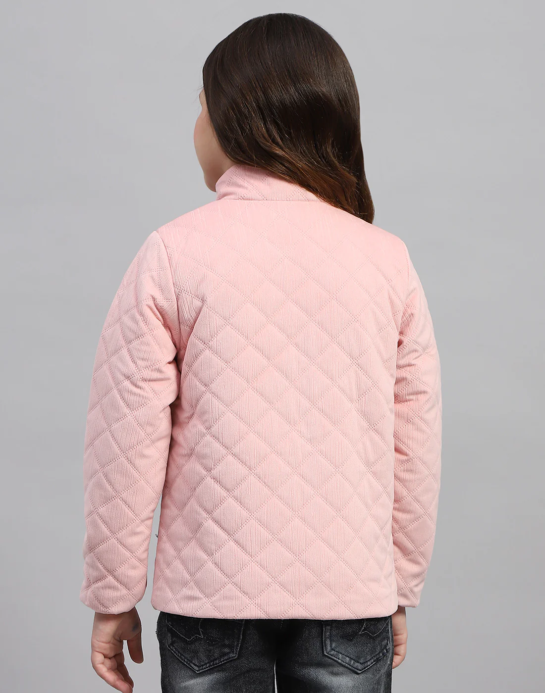 Girls Multicolor Solid Mock Neck Full Sleeve Jacket - Image 5