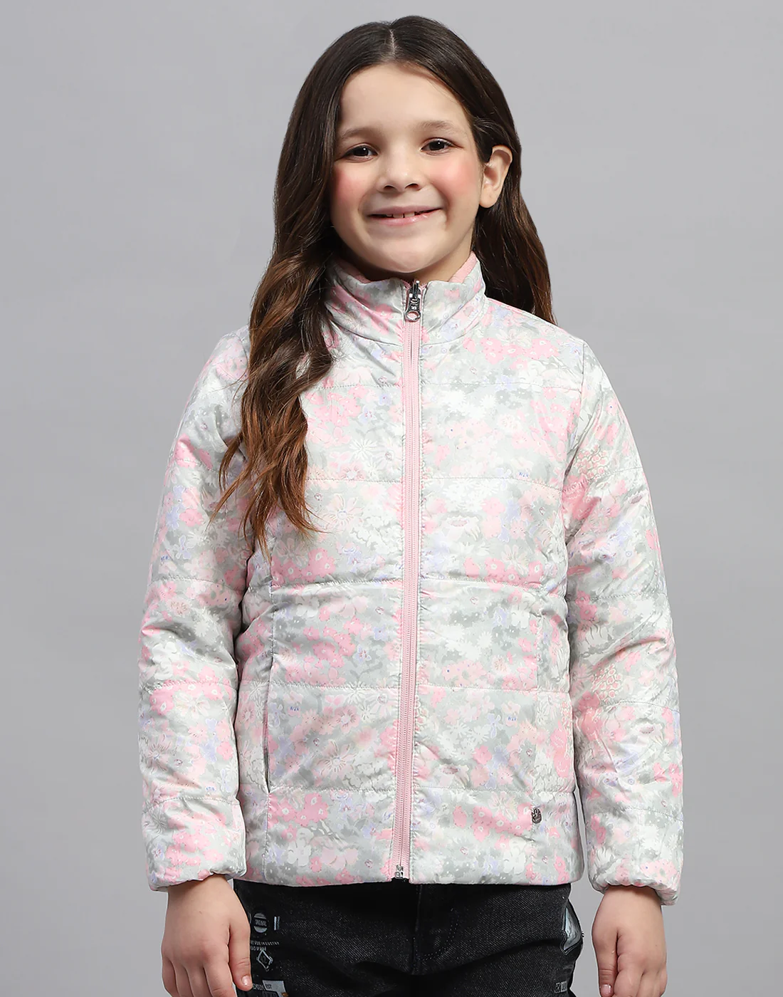 Girls Multicolor Solid Mock Neck Full Sleeve Jacket - Image 6