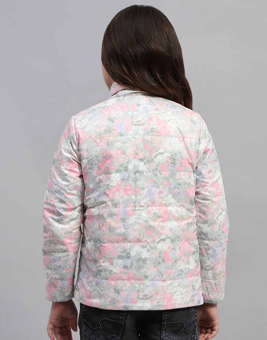 Girls Multicolor Solid Mock Neck Full Sleeve Jacket - Image 8
