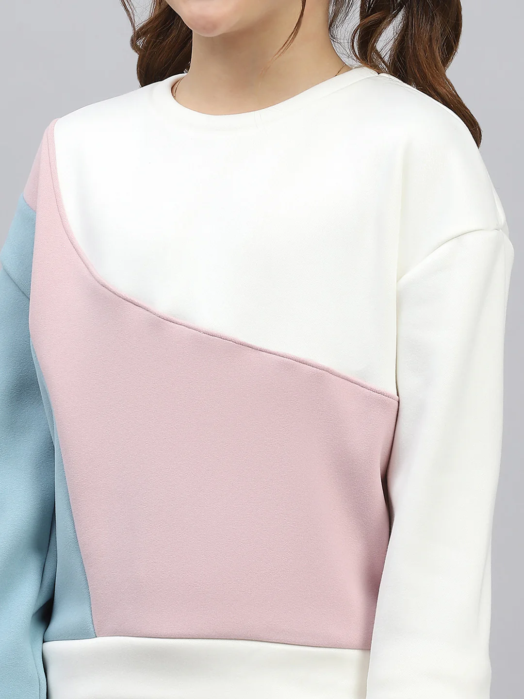 Girls Multicolor Solid Round Neck Full Sleeve Sweatshirt - Image 7