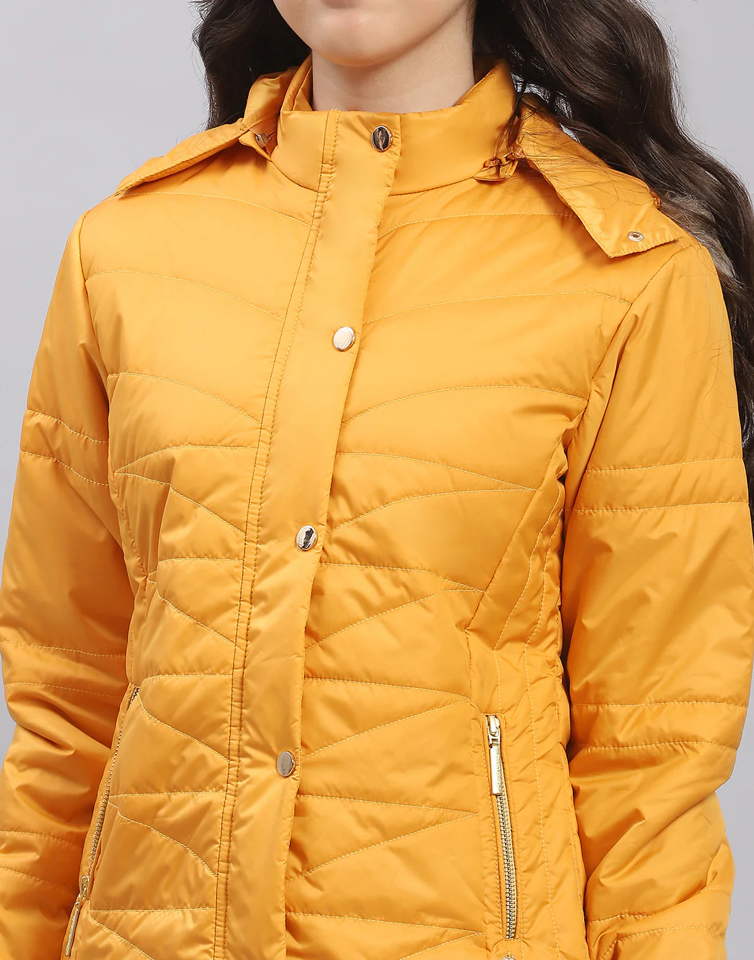Girls Mustard Solid Hooded Full Sleeve Girls Jacket - Image 7