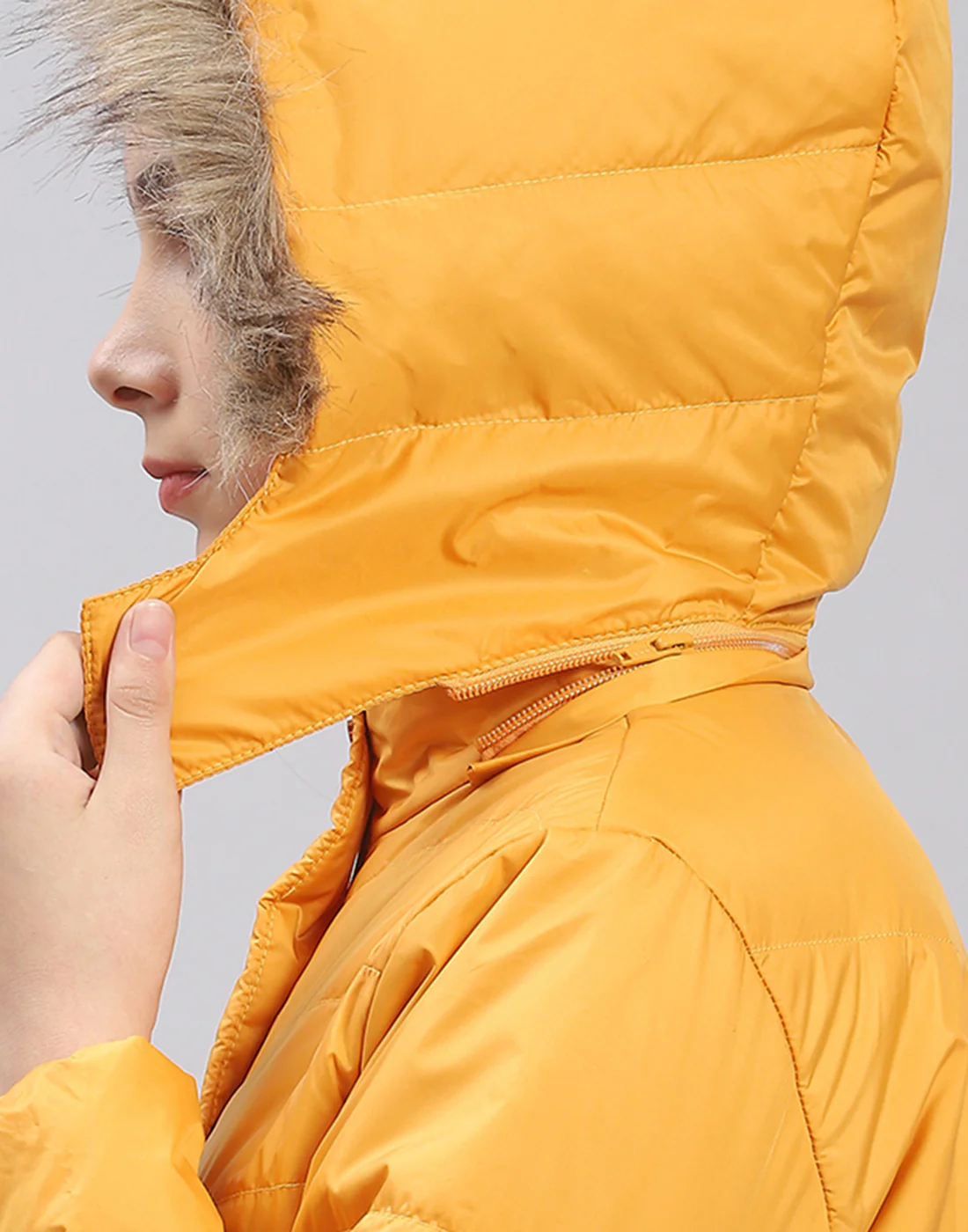 Girls Mustard Solid Hooded Full Sleeve Girls Jacket - Image 8