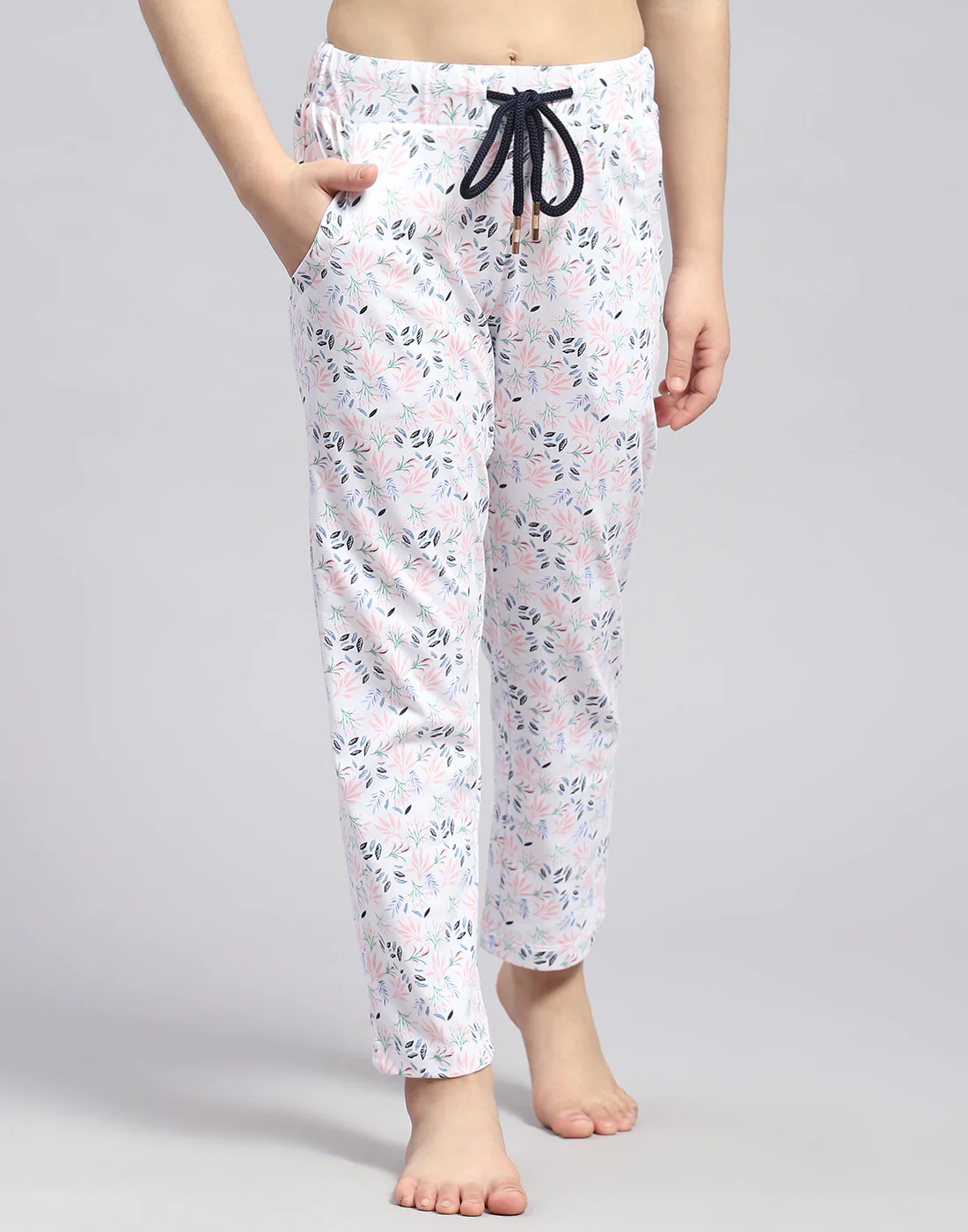Girls Navy Blue Printed Round Neck Half Sleeve Lower Set - Image 8