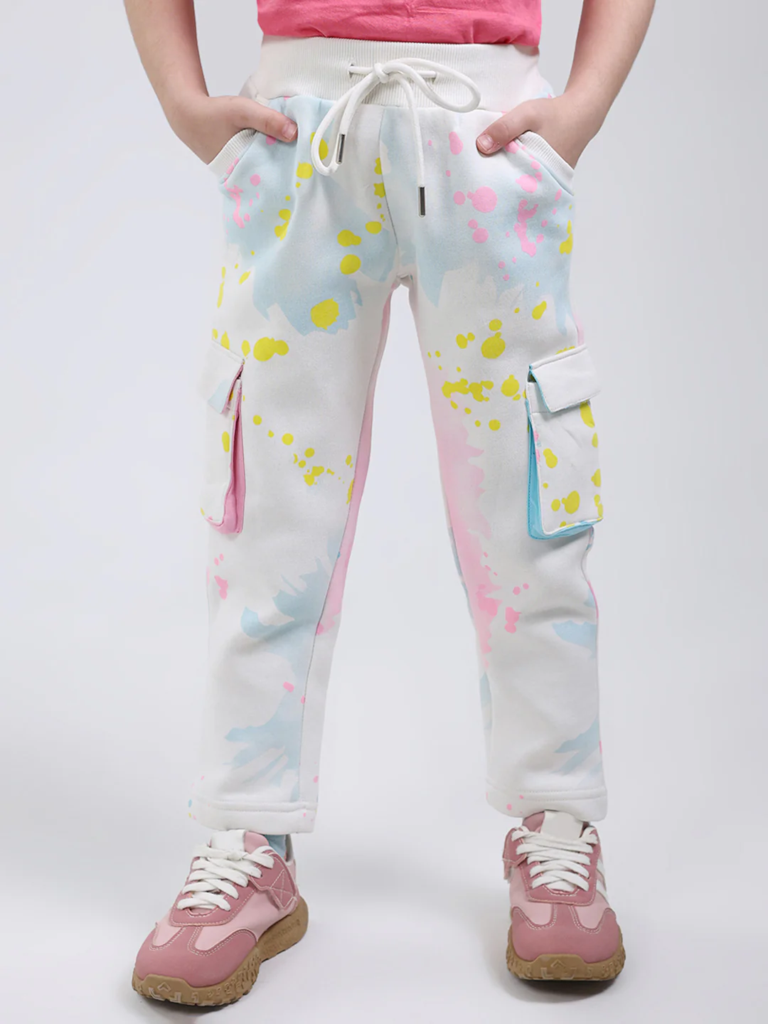 Girls Off White Printed Round Neck Full Sleeve Tracksuit - Image 7