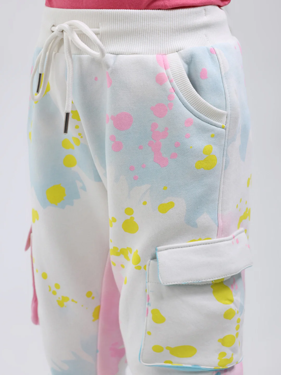 Girls Off White Printed Round Neck Full Sleeve Tracksuit - Image 8