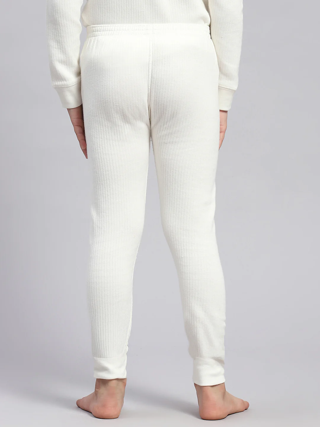 Girls Off White Solid Thermal Lower - Image 5