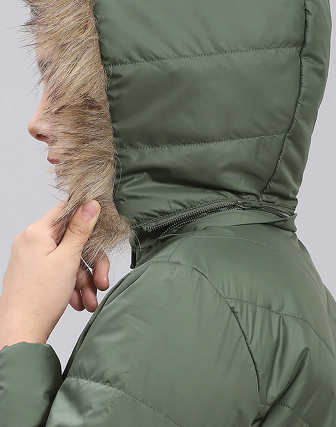Girls Olive Solid Hooded Full Sleeve Girls Jacket - Image 8